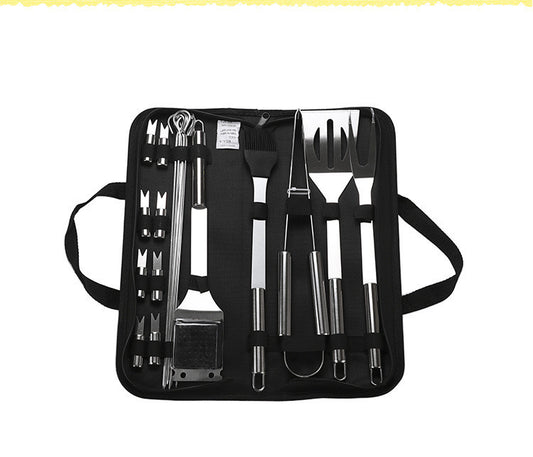 20-teiliges BBQ Grillbesteck Set – Edelstahl Grillzubehör mit Gabel, Wender, Zan