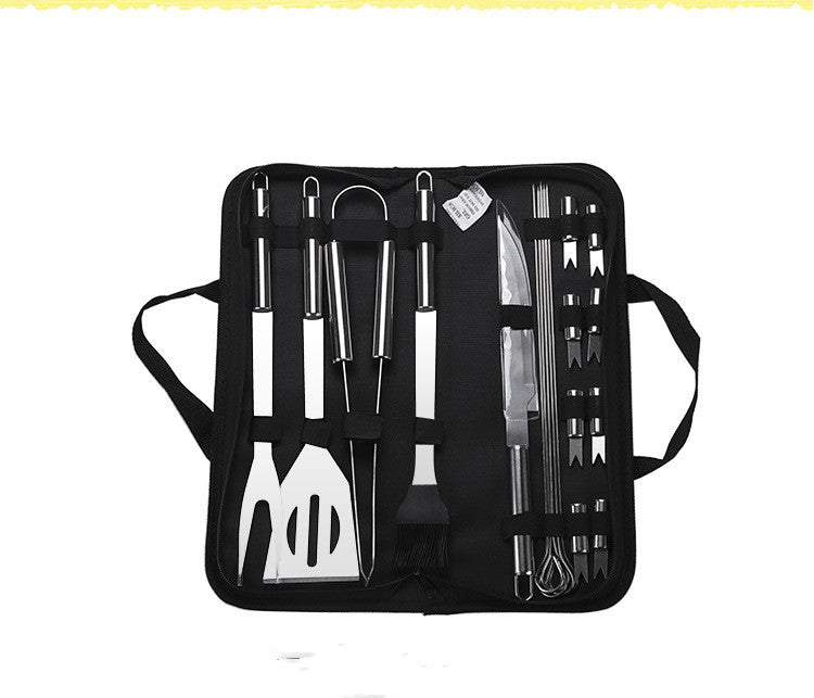 20-teiliges BBQ Grillbesteck Set – Edelstahl Grillzubehör mit Gabel, Wender, Zan
