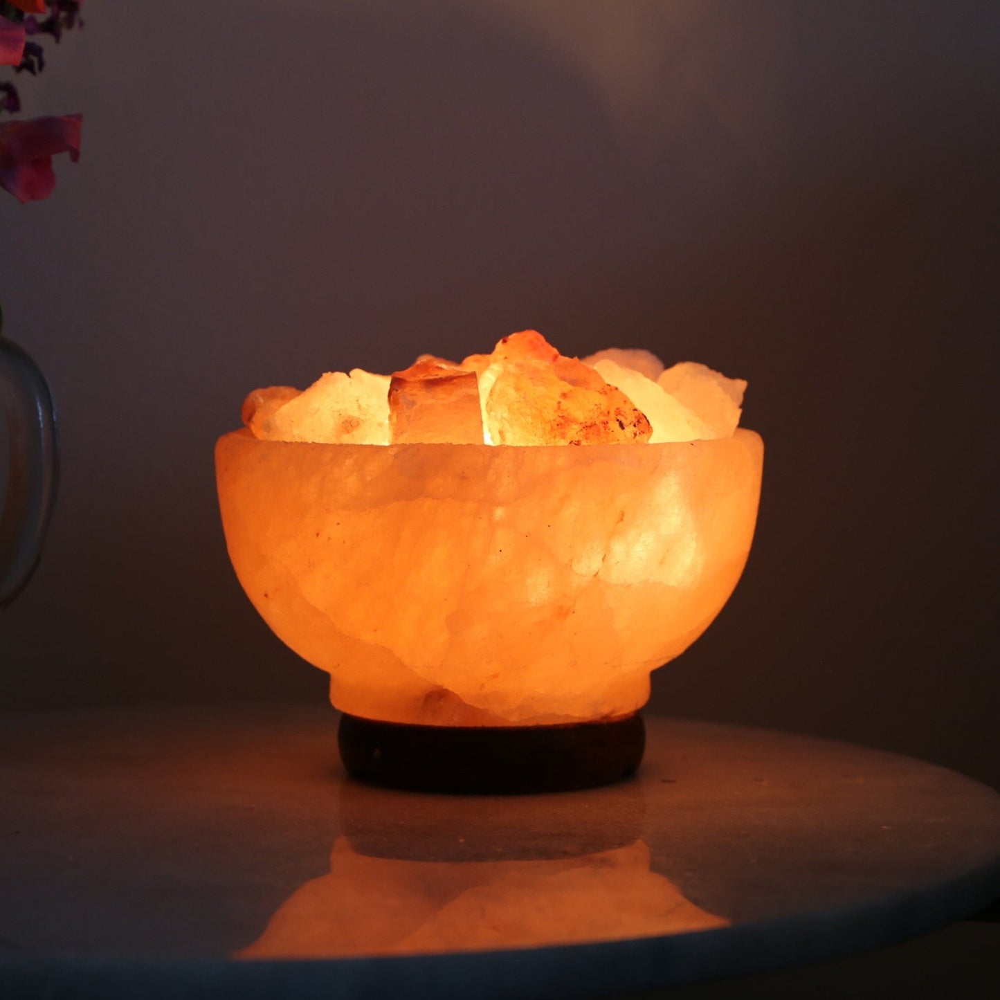 Himalaya Salzlampe - Feuerschale mit Salz stücke