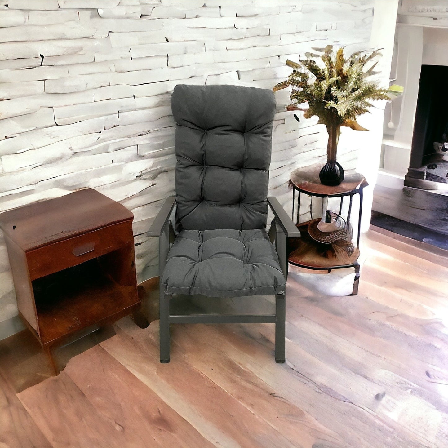 Water-repellent high-back cushion - UV-protected, comfortable seat and back cushions for garden chairs (120 x 50 x 8 cm)