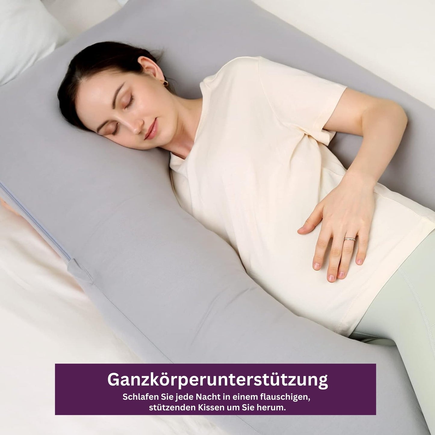 12ft J-shaped upgraded maternity and full body support pillow. Made in Germany