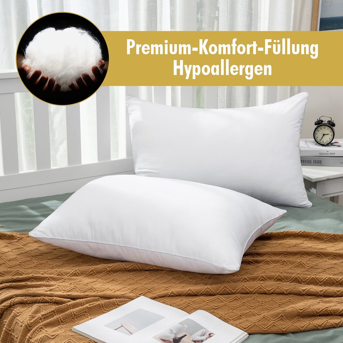 Home decor premium quality pillows, 100% cotton pillows, made in Germany, hotel quality