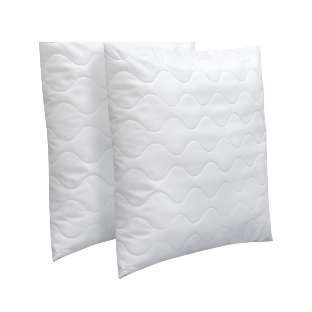 Quilted Cushion 40 x 40 cm Pack of 2 - Soft Polyester Filling, Premium Hotel Quality, Anti-Dust Mites & Hypoallergenic, Ideal for Sleeping, Sofa or as Decorative Cushion (White)