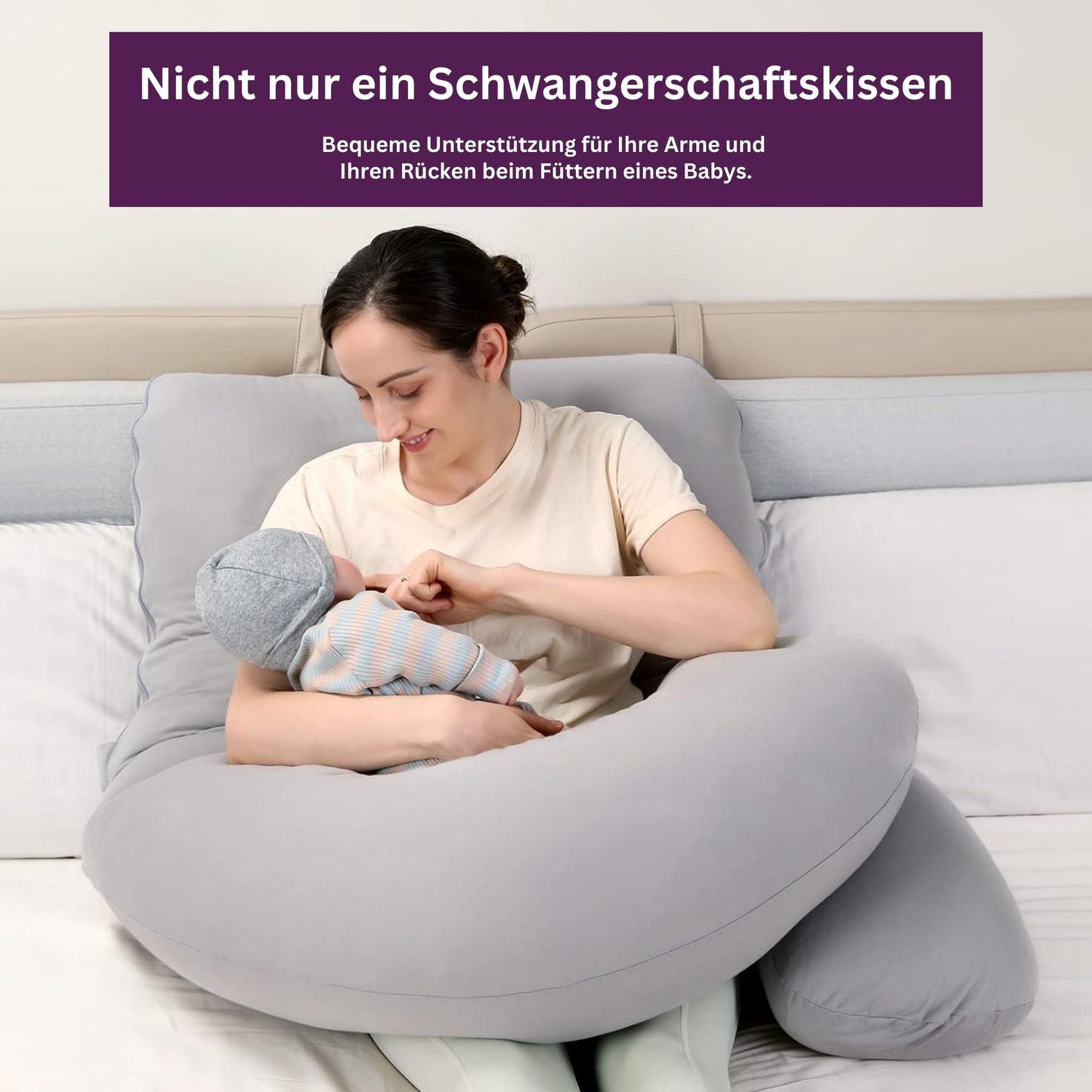 12ft J-shaped upgraded maternity and full body support pillow. Made in Germany