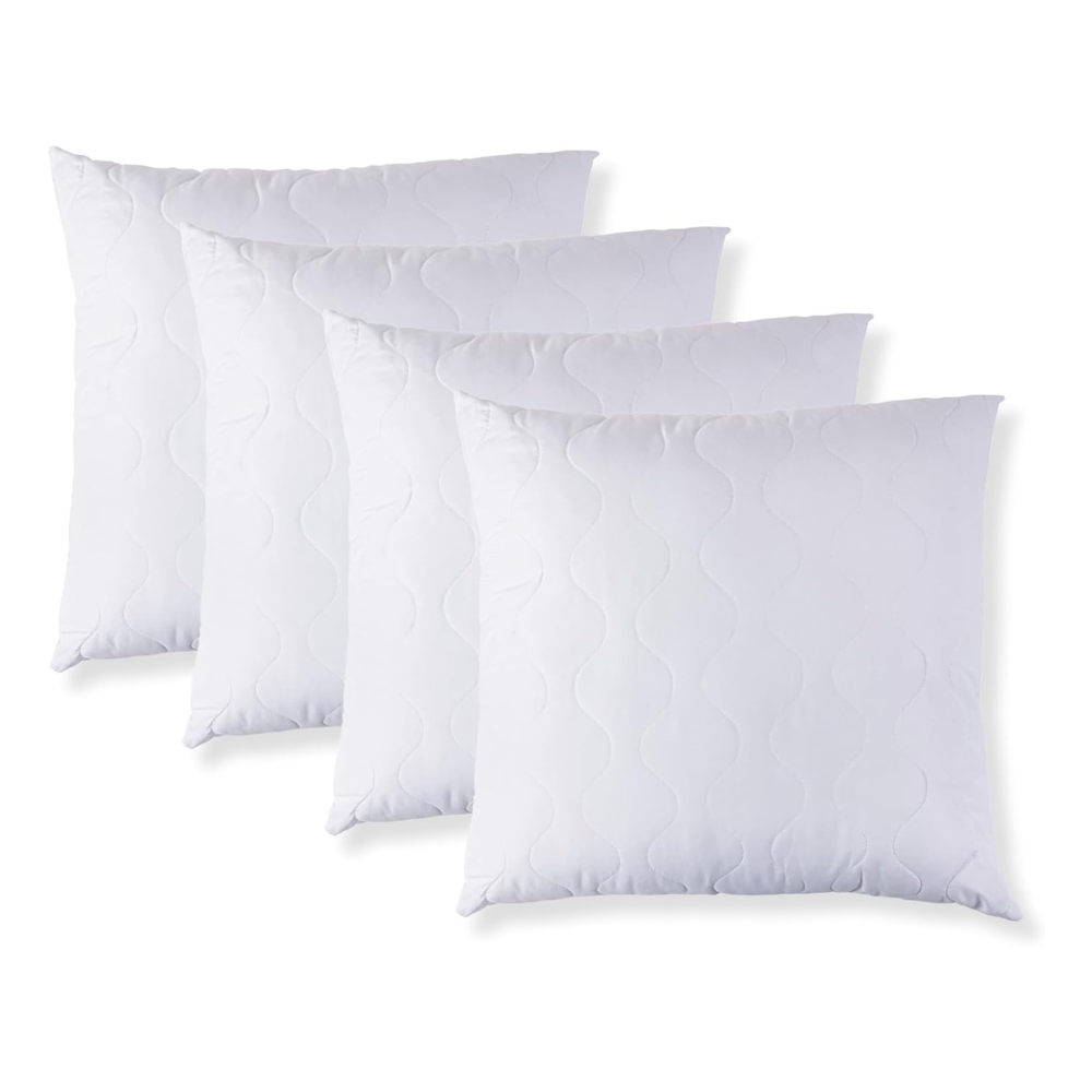 Quilted Cushion 40 x 40 cm Pack of 2 - Soft Polyester Filling, Premium Hotel Quality, Anti-Dust Mites & Hypoallergenic, Ideal for Sleeping, Sofa or as Decorative Cushion (White)