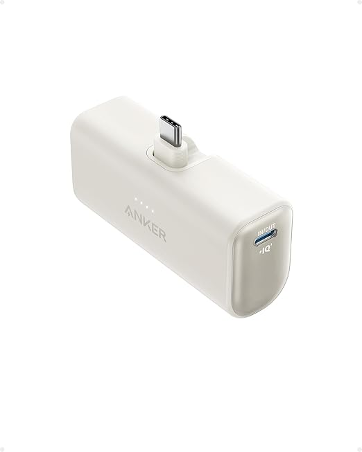 Anker Nano Powerbank, 5000mAh Powerbank 22,5W, Integrierter Faltbarer USB-C Konnektor, Kompatibel mit iPhone 15, Samsung S22/23 Serie, Note20/10 Serie, Huawei, iPad Pro/Air, AirPods und mehr(Schwarz)