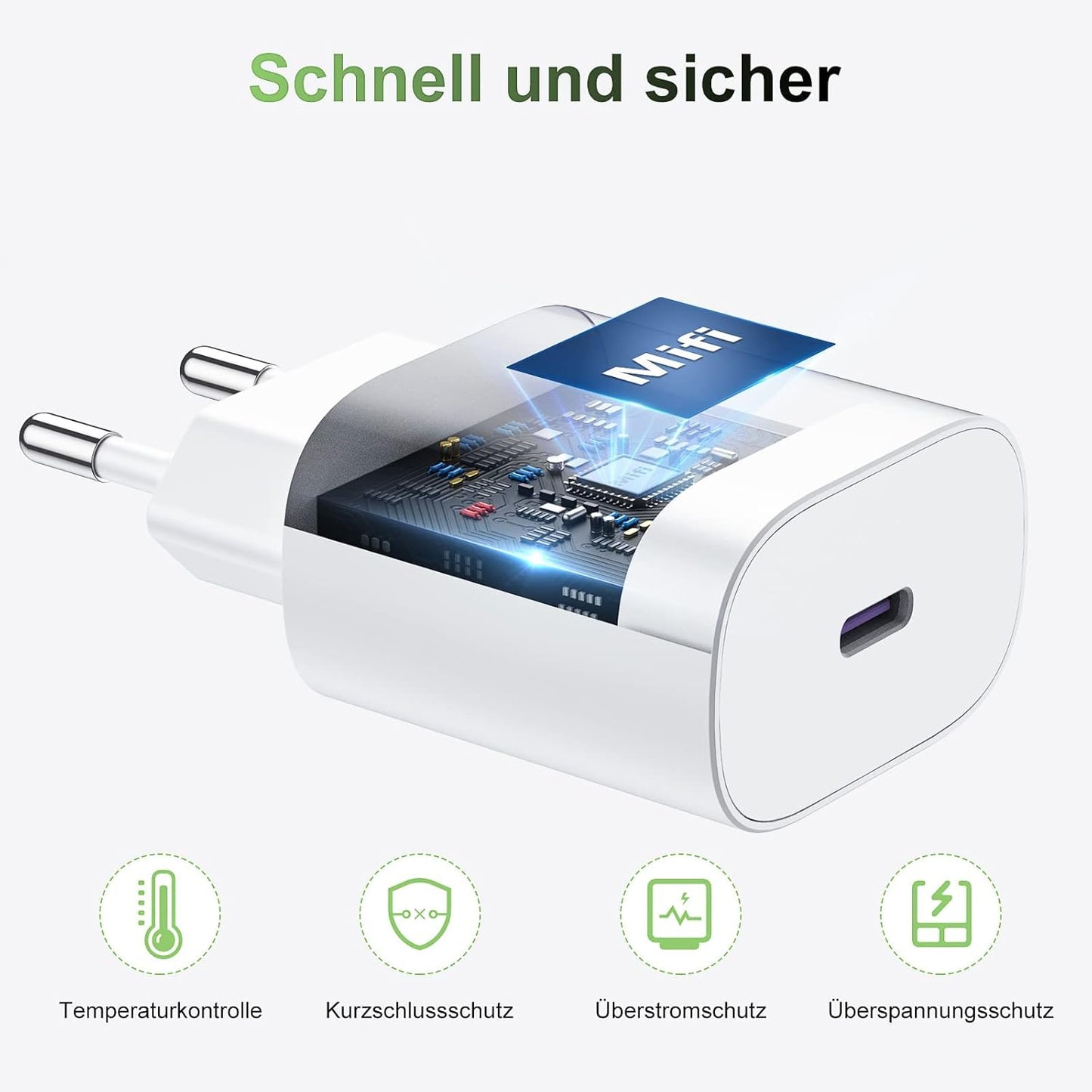 USB C Kabel Weiß 1M Pack, PD 60W USB C auf USB C Schnellladekabel für iPhone 16/16 Pro/16 Plus/15/15 Pro/15 Pro Max, iPad 10th Gen, iPad Air/Pro, MacBook Air/Pro etc