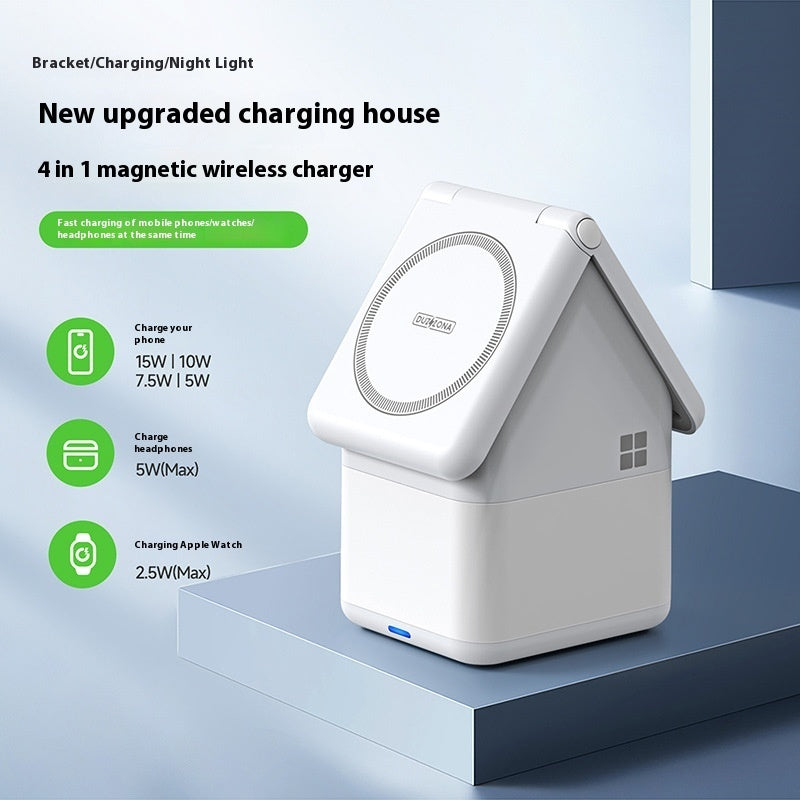 Magnetisches kabelloses Ladegerät für Kopfhörer, Uhr und Smartphone – 4-in-1