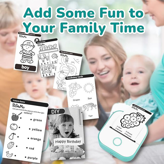 Memoking Mini Drucker - T02 Bluetooth Inkless Photo Printer, Kleiner Thermischer Taschenaufkleber-Drucker, Tragbarer Handy-Bilddrucker, für Kindergeburtstag, Kinder, Weiß