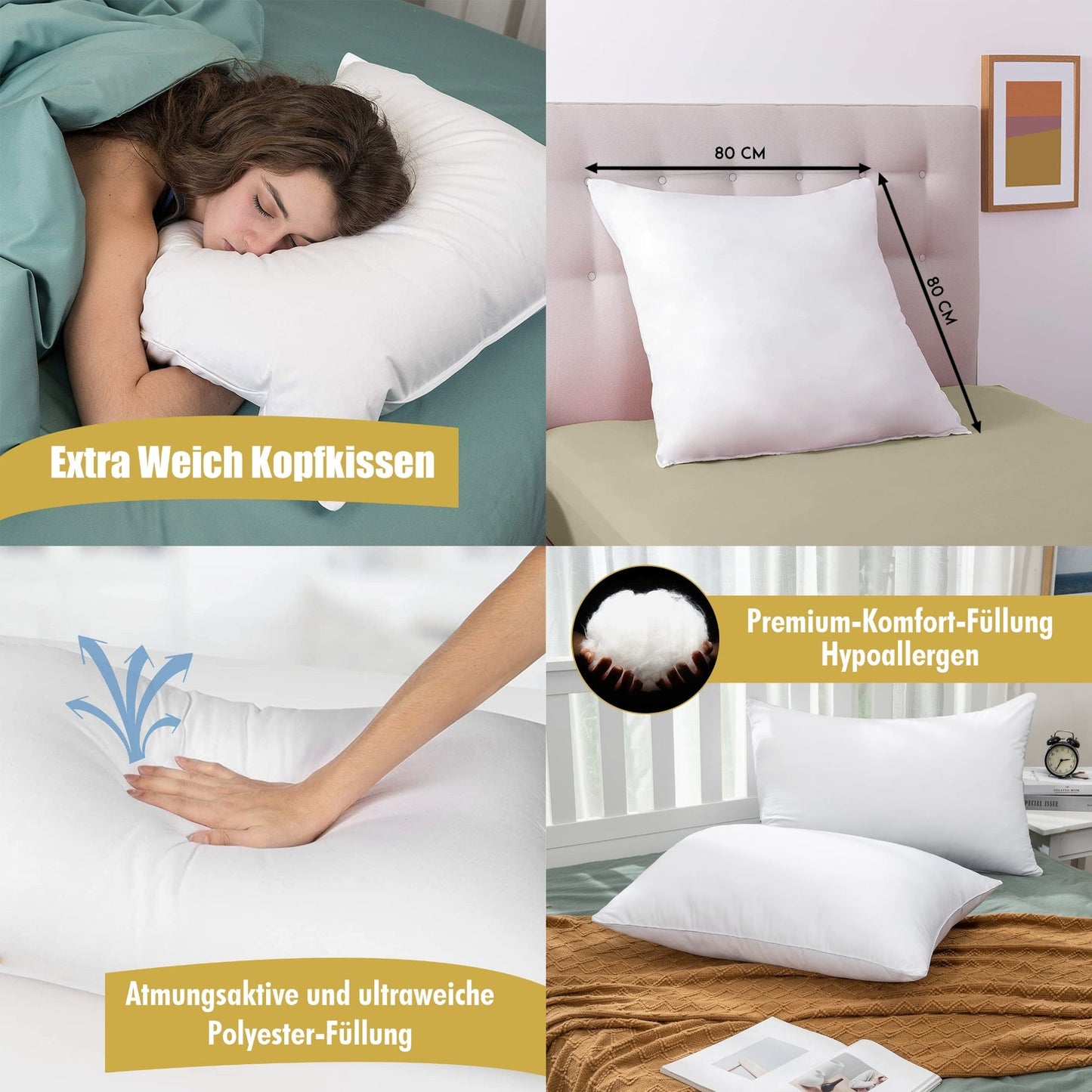 Home decor premium quality pillows, 100% cotton pillows, made in Germany, hotel quality