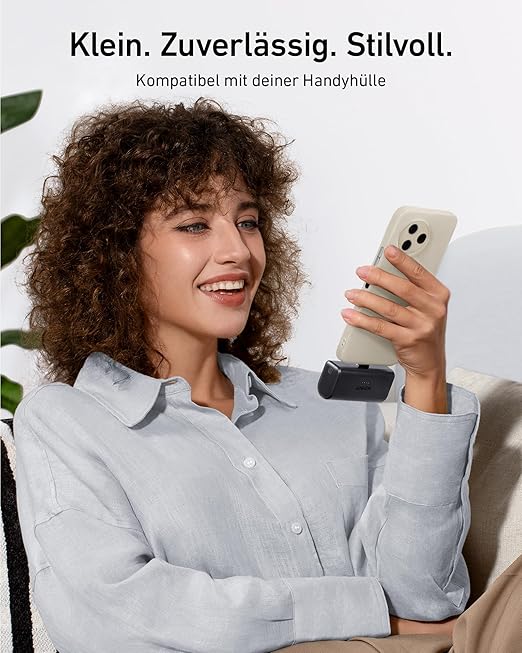 Anker Nano Powerbank, 5000mAh Powerbank 22,5W, Integrierter Faltbarer USB-C Konnektor, Kompatibel mit iPhone 15, Samsung S22/23 Serie, Note20/10 Serie, Huawei, iPad Pro/Air, AirPods und mehr(Schwarz)