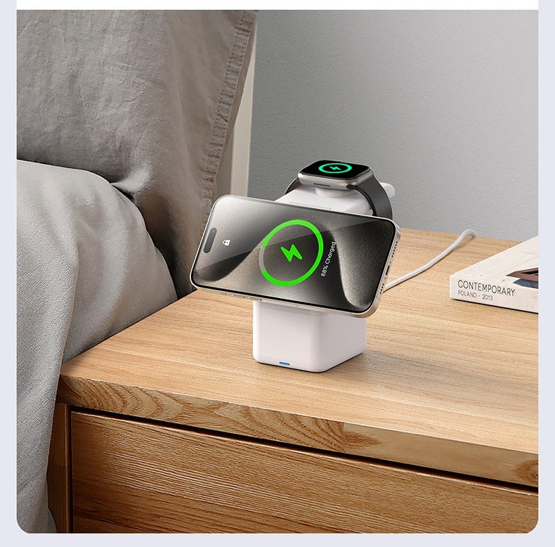 Magnetisches kabelloses Ladegerät für Kopfhörer, Uhr und Smartphone – 4-in-1