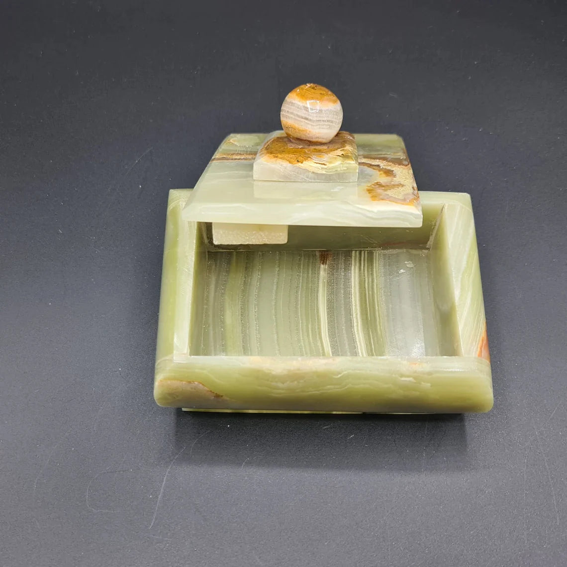 Onyx Crystal Jewelry Box, Himalayan Onyx, Natural Stone Bowl Marble Bowl, Carved Stone, Spiritual Gifts, Alternative Decor