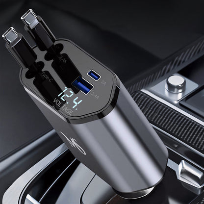 Marketstylez 4in1 Auto USB C Ladegerät Zigarettenanzünder Adapter Car Charger Kabel 120W