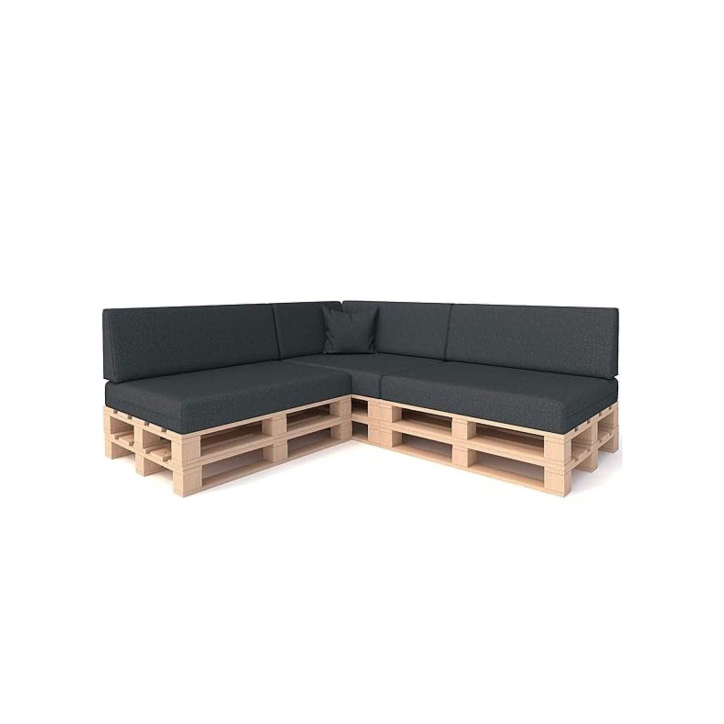 High-quality pallet cushion set - anthracite, for indoor &amp; outdoor sofa, comfortable, dirt and water repellent, made from flat foam, available in sets of 2 and 8