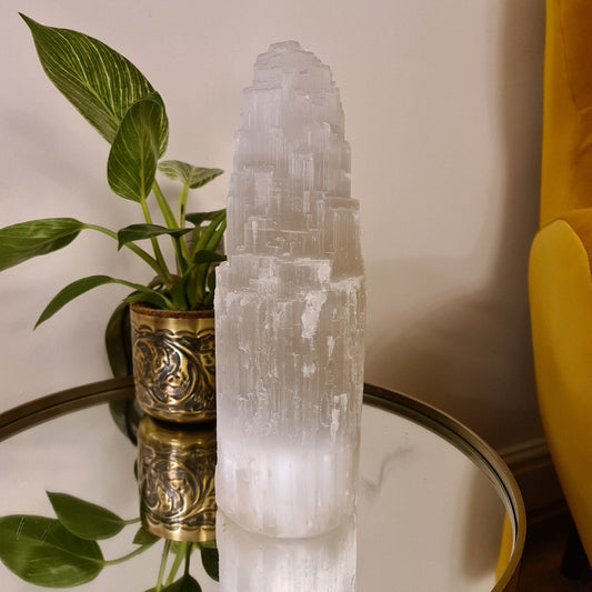 Natural Selenite Tower Lamp – Multiple Sizes