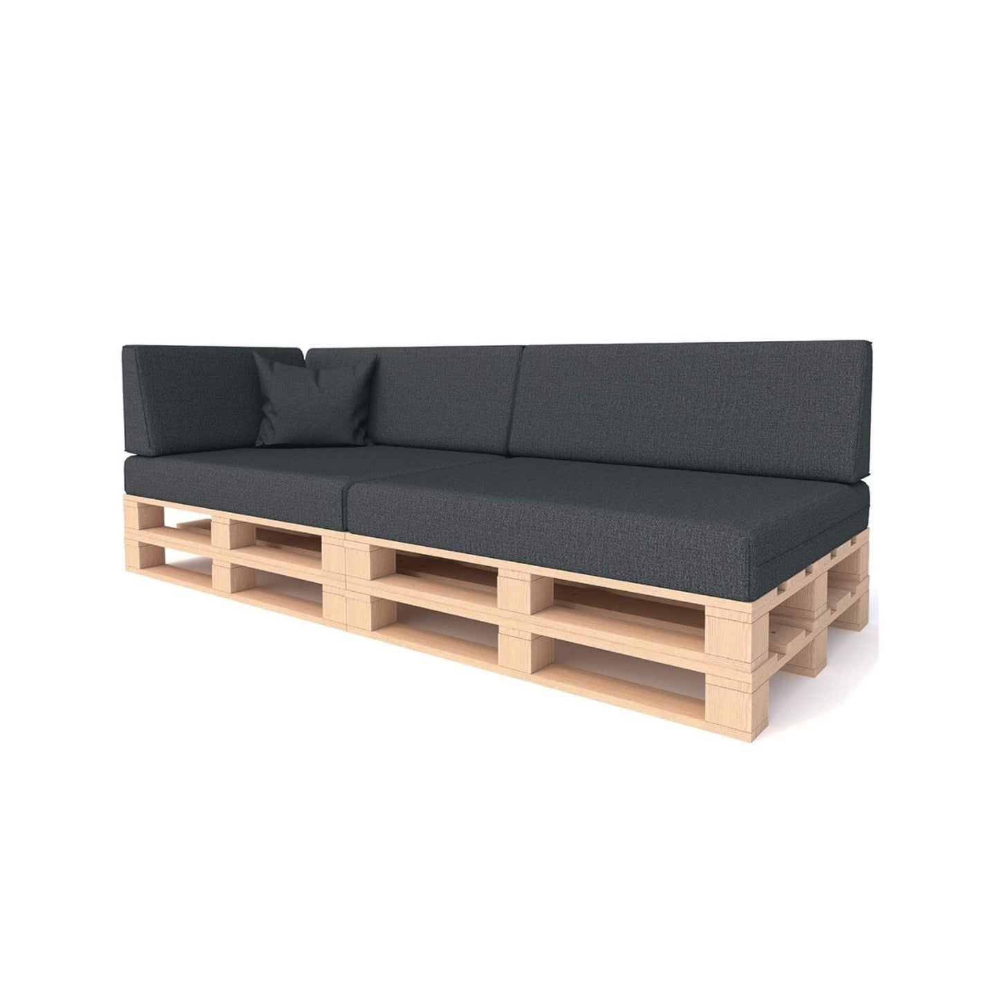 High-quality pallet cushion set - anthracite, for indoor &amp; outdoor sofa, comfortable, dirt and water repellent, made from flat foam, available in sets of 2 and 8