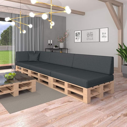 High-quality pallet cushion set - anthracite, for indoor &amp; outdoor sofa, comfortable, dirt and water repellent, made from flat foam, available in sets of 2 and 8