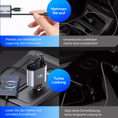 Marketstylez 4in1 Auto USB C Ladegerät Zigarettenanzünder Adapter Car Charger Kabel 120W