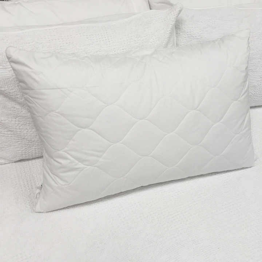 Quilted Cushion 40 x 40 cm Pack of 2 - Soft Polyester Filling, Premium Hotel Quality, Anti-Dust Mites & Hypoallergenic, Ideal for Sleeping, Sofa or as Decorative Cushion (White)