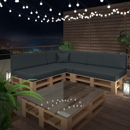 High-quality pallet cushion set - anthracite, for indoor &amp; outdoor sofa, comfortable, dirt and water repellent, made from flat foam, available in sets of 2 and 8