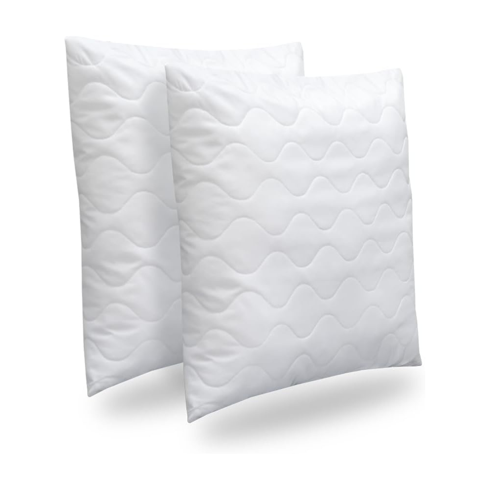 Quilted Cushion 40 x 40 cm Pack of 2 - Soft Polyester Filling, Premium Hotel Quality, Anti-Dust Mites & Hypoallergenic, Ideal for Sleeping, Sofa or as Decorative Cushion (White)