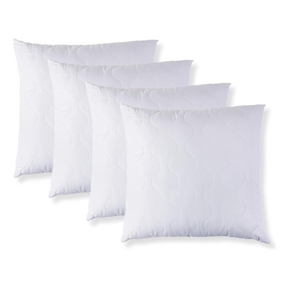 Quilted Cushion 40 x 40 cm Pack of 2 - Soft Polyester Filling, Premium Hotel Quality, Anti-Dust Mites & Hypoallergenic, Ideal for Sleeping, Sofa or as Decorative Cushion (White)
