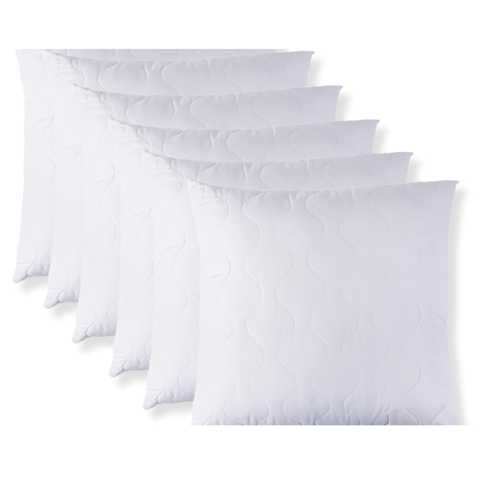 Quilted Cushion 40 x 40 cm Pack of 2 - Soft Polyester Filling, Premium Hotel Quality, Anti-Dust Mites & Hypoallergenic, Ideal for Sleeping, Sofa or as Decorative Cushion (White)