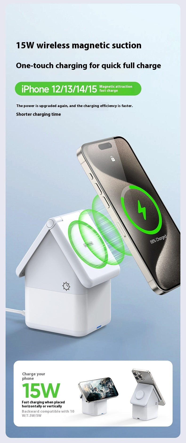 Magnetisches kabelloses Ladegerät für Kopfhörer, Uhr und Smartphone – 4-in-1