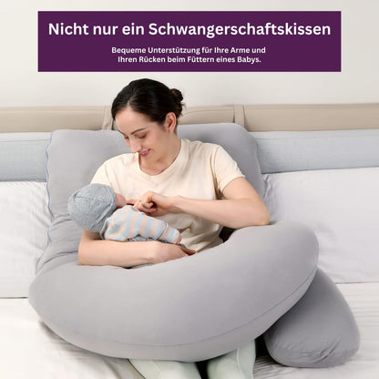 12ft J-shaped Upgraded Maternity and Full Body Support Pillow with High Density Foam Filling - Made in Germany