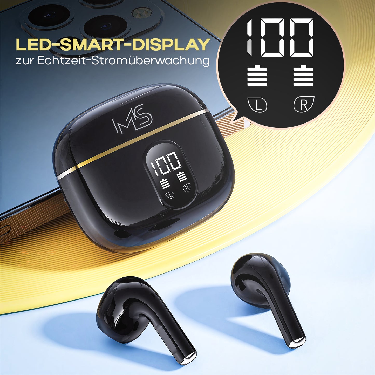 Marketstylez Bluetooth 5.3 Kopfhörer f. Samsung/Iphone In-Ear Kabellos Ohrhörer Touch Headset