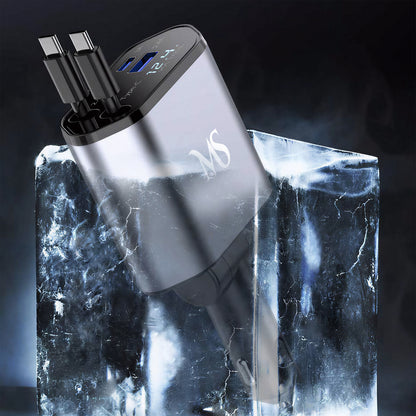 Marketstylez 4in1 Auto USB C Ladegerät Zigarettenanzünder Adapter Car Charger Kabel 120W