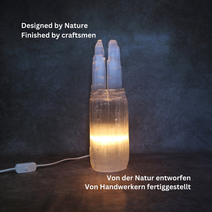 Selenit Zwillings-Turmlampe - Kristallheilung & Meditationslicht, Verschiedene Größen (25-40 cm)