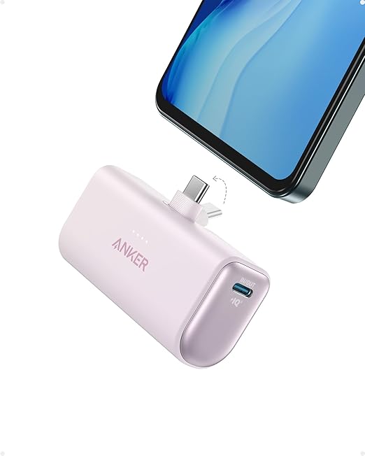 Anker Nano Powerbank, 5000mAh Powerbank 22,5W, Integrierter Faltbarer USB-C Konnektor, Kompatibel mit iPhone 15, Samsung S22/23 Serie, Note20/10 Serie, Huawei, iPad Pro/Air, AirPods und mehr(Schwarz)