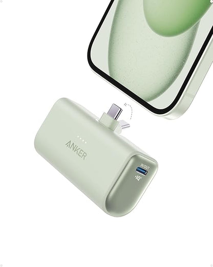 Anker Nano Powerbank, 5000mAh Powerbank 22,5W, Integrierter Faltbarer USB-C Konnektor, Kompatibel mit iPhone 15, Samsung S22/23 Serie, Note20/10 Serie, Huawei, iPad Pro/Air, AirPods und mehr(Schwarz)