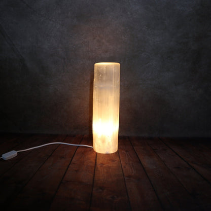 Selenit Zylinder Lampe - Kristallheilung & Meditationslicht, Verschiedene Größen (25-40 cm)