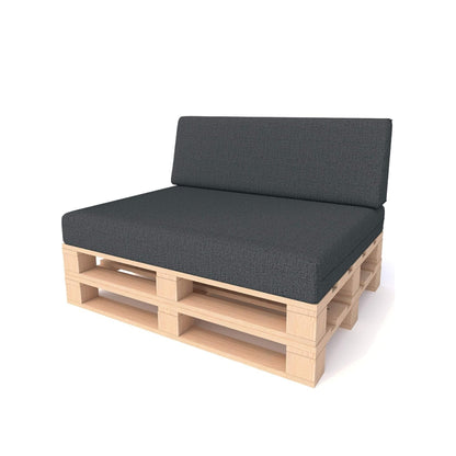 High-quality pallet cushion set - anthracite, for indoor &amp; outdoor sofa, comfortable, dirt and water repellent, made from flat foam, available in sets of 2 and 8