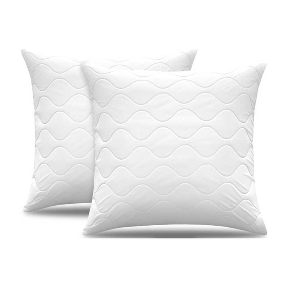 Quilted Cushion 40 x 40 cm Pack of 2 - Soft Polyester Filling, Premium Hotel Quality, Anti-Dust Mites & Hypoallergenic, Ideal for Sleeping, Sofa or as Decorative Cushion (White)