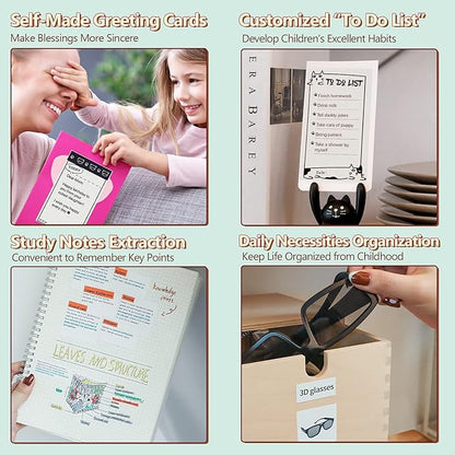 Memoking Mini Drucker - T02 Bluetooth Inkless Photo Printer, Kleiner Thermischer Taschenaufkleber-Drucker, Tragbarer Handy-Bilddrucker, für Kindergeburtstag, Kinder, Weiß