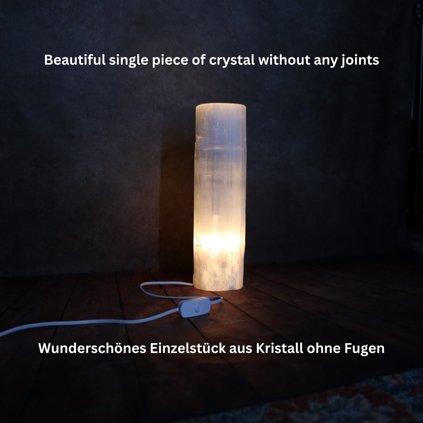 Selenit Zylinder Lampe - Kristallheilung & Meditationslicht, Verschiedene Größen (25-40 cm)