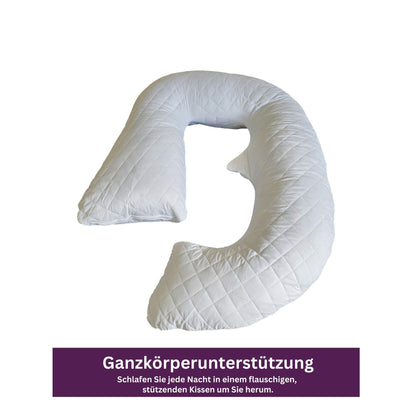 12ft Premium J-shaped pregnancy and full body support pillow with high density foam filling - Made in Germany