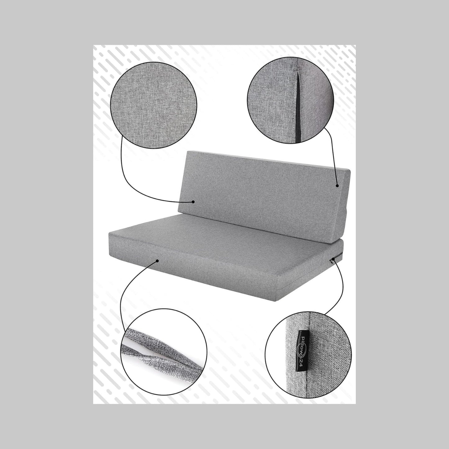 High-quality pallet cushion set - anthracite, for indoor &amp; outdoor sofa, comfortable, dirt and water repellent, made from flat foam, available in sets of 2 and 8