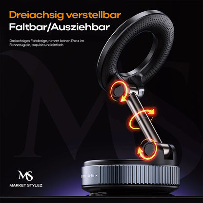 Market Stylez Upgraded Handyhalterung Auto Magnet für Magsafe Autohalterung, Vakuum Saugnapf Handy Halterung Auto 89+LBS Saugleistung & 2800gf Stärkster Magnet 360° Drehbar für KFZ/iPhone