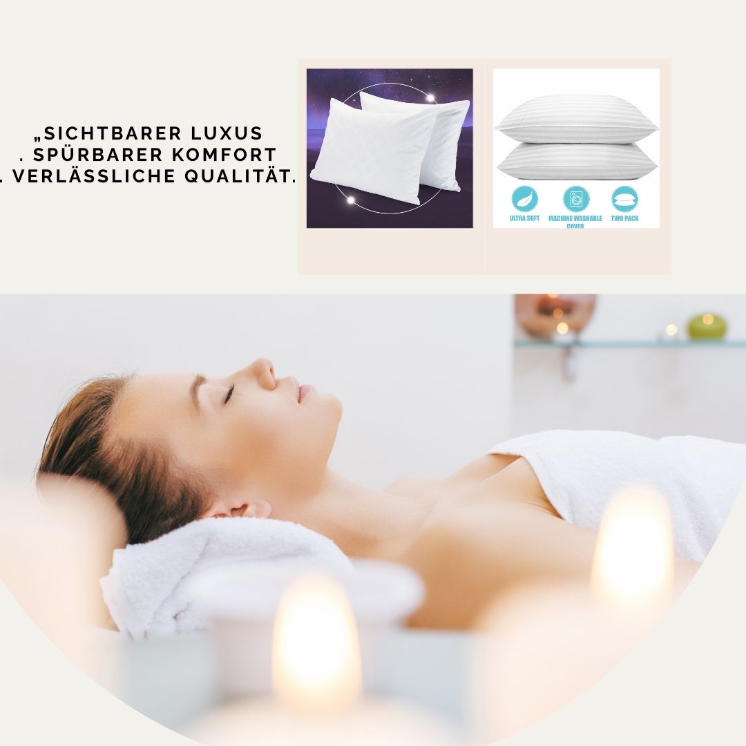 Quilted Cushion 40 x 40 cm Pack of 2 - Soft Polyester Filling, Premium Hotel Quality, Anti-Dust Mites & Hypoallergenic, Ideal for Sleeping, Sofa or as Decorative Cushion (White)