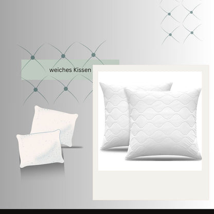 Quilted Cushion 40 x 40 cm Pack of 2 - Soft Polyester Filling, Premium Hotel Quality, Anti-Dust Mites & Hypoallergenic, Ideal for Sleeping, Sofa or as Decorative Cushion (White)